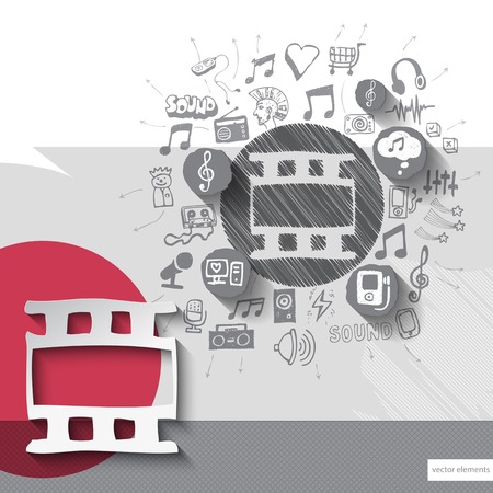 Hand drawn clip icons with icons background. Vector illustrationのイラスト素材