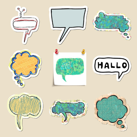 Speech bubbles set. Hand drawn and isolated. Stickersのイラスト素材