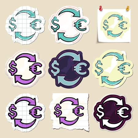 Hand drawn finance emblems set. Isolated. Stickersのイラスト素材