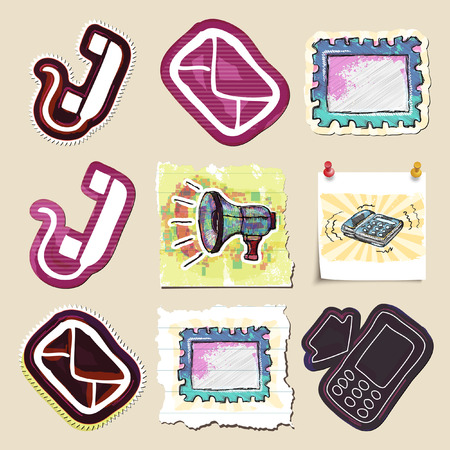 Communication icons set. Hand drawn and isolated. Stickersのイラスト素材