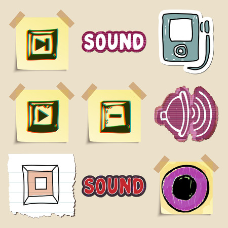 Hand drawn music emblems set. Isolated. Stickersのイラスト素材