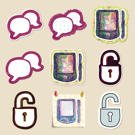 Hand drawn web emblems set. Isolated. Stickersのイラスト素材