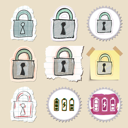 Hand drawn web emblems set. Isolated. Stickersのイラスト素材