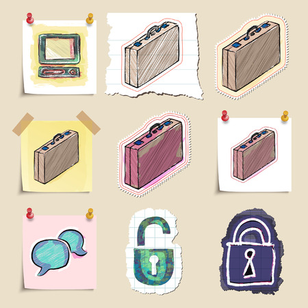 Hand drawn web emblems set. Isolated. Stickersのイラスト素材