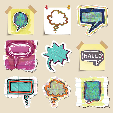 Speech bubbles set. Hand drawn and isolated. Stickersのイラスト素材