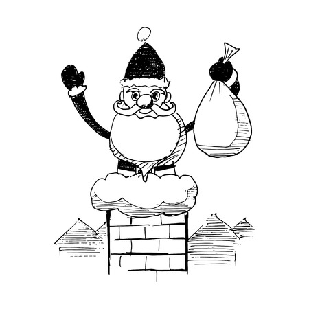 Merry Christmas! Santa Claus is coming. Vector illustration isolated on white backgroundのイラスト素材