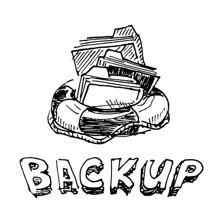 Backup. Vector illustration isolated on white backgroundのイラスト素材