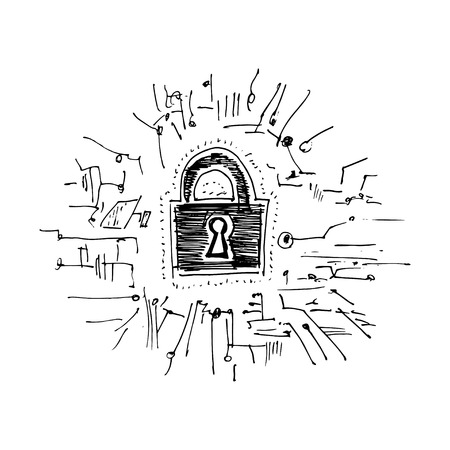 Digital security. Vector illustration isolated on white backgroundのイラスト素材