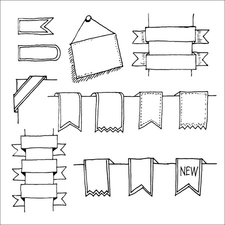 Banners icon set. Hand drawn vector illustration isolated on white.のイラスト素材