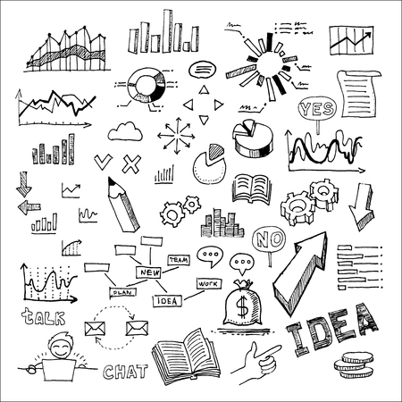 Business and financial infographics. Hand drawn vector illustration isolated on white.のイラスト素材