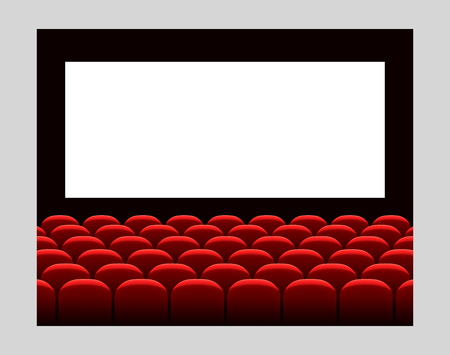 Cinema movie premiere poster design with white screen. Vector background.のイラスト素材
