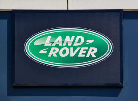 Land Rover dealership sign. Land Rover is a brand of the British car manufacturer Jaguar Land Roverのeditorial素材