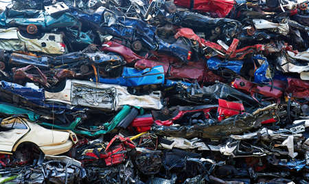 Scrap car and metal waste recycling site near Nuremberg harborのeditorial素材