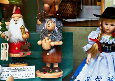 great looking ornamental toys made by hand from the table displayed at the souvenir shop.のeditorial素材