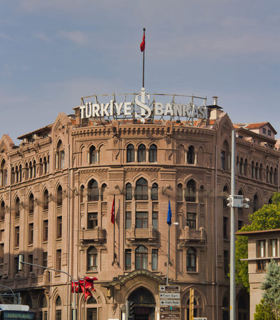 IS BANK, the biggest Turkish private bank, Ulus branch, Isbank is the first national bank of the Republican eraのeditorial素材