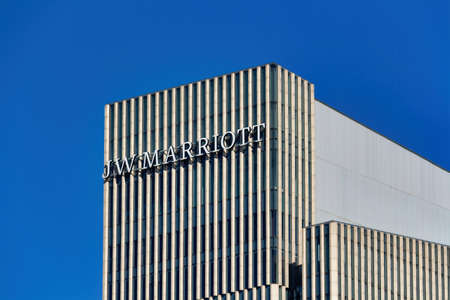 Sign for the JW Marriott in downtown Ankara, a luxury hotelのeditorial素材