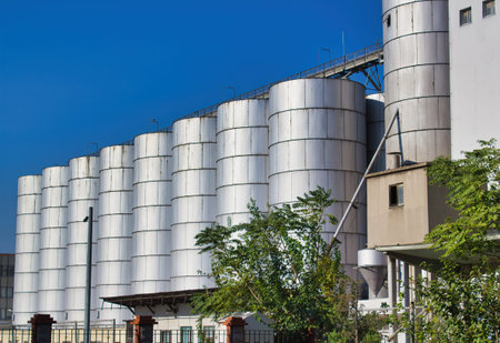 silos for drying cleaning and storage of agricultural products, flour, cereals and grain.