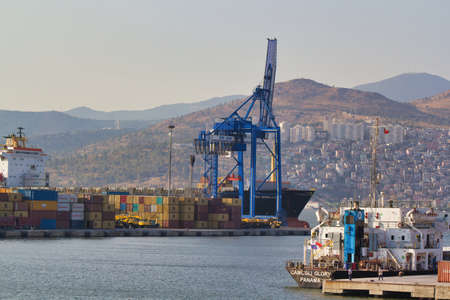 Izmir port at Alsancak on September 10, 2013 in Izmir. Izmir port of is the largest national and international ports of Turkey.のeditorial素材