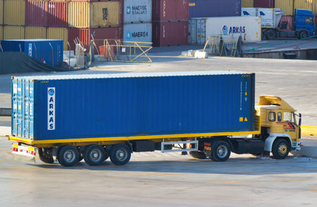 Izmir port at Alsancak on September 10, 2013 in Izmir. Izmir port of is the largest national and...