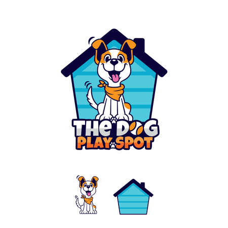Playful Dog Logo Design Vector Template, Colorful Logoのイラスト素材