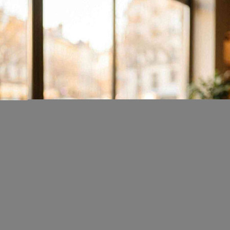 Blurred image of the window in a cafe. Defocused background.