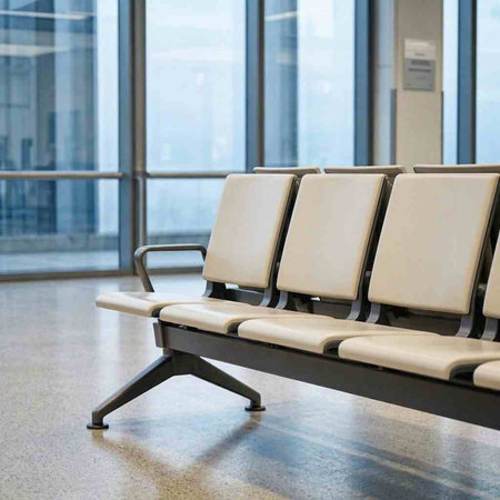Waiting room at the airport. Empty seat in the airport.