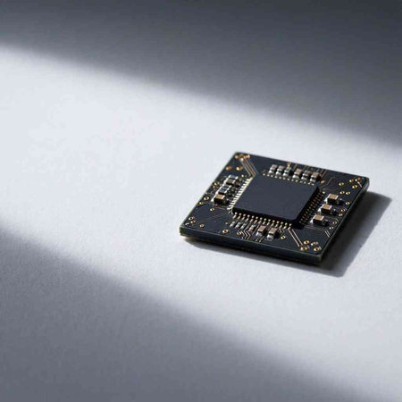 Microchip on a white background, close-up, selective focus