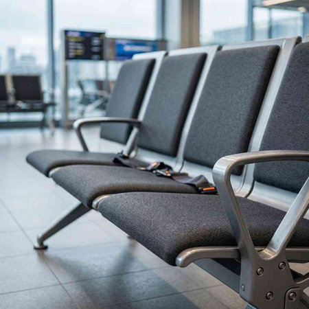Waiting room at the airport. Empty chairs in the airport.
