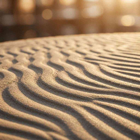 Sand pattern on the beach at sunset. Abstract background and texture.
