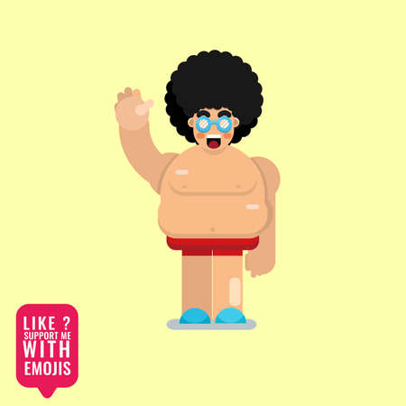 fat man illustration ready for summerのイラスト素材