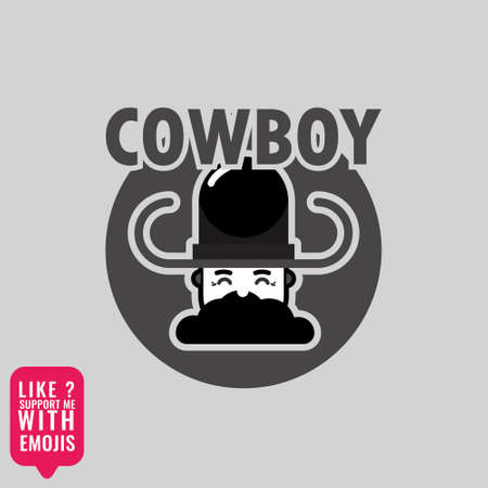 cowboy flat logo black and white suitable for your businessのイラスト素材