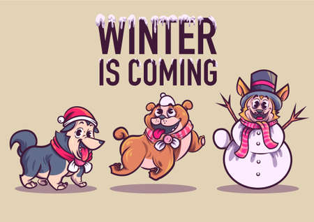 WINTER DOG ILLUSTRATION SUITABLE FOR ANY PURPOSEのイラスト素材