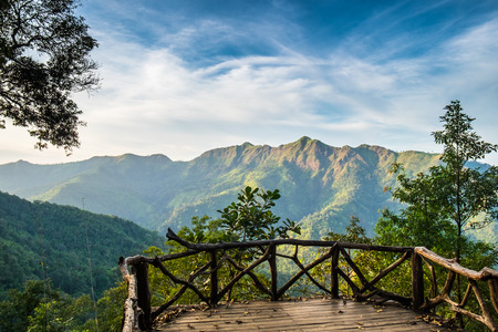 Scenic peak mountain cloudy day,thongphaphum,kanchanaburi,thailandの写真素材