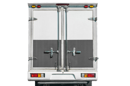 Back of car truck on white backgroundの写真素材