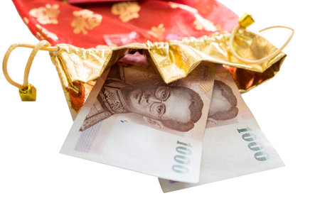 Celebrate Chinese New Year red envelope with cash bank