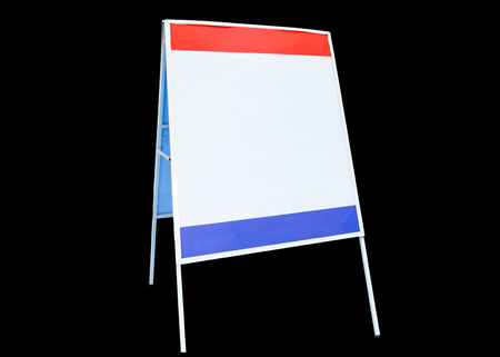 Label signs advertise white red blue board,isolated on backgroundの写真素材