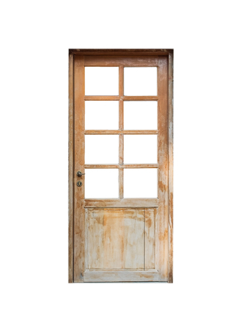 Wooden door front house,isolated on backgroundの写真素材