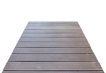 Wooden plank bridge walkway,on white backgroundの写真素材