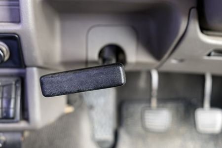 Hand brake obsolete inside pickup carの写真素材