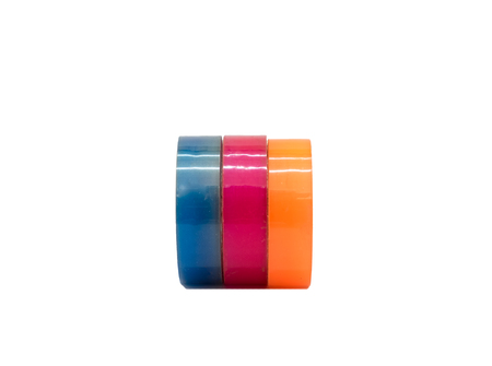 Scotch tape adhesive group colorful blue pink orange,isolated white backgroundの写真素材