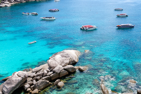 Similan bay sailing rock island in andaman sea, phang nga, thailandの写真素材