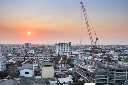 Landscape bangkok building and constructure at sunsetの写真素材