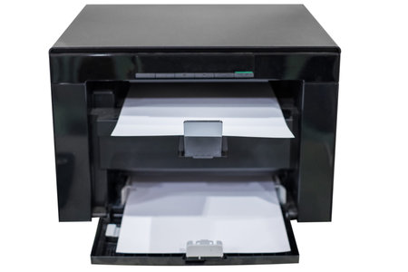 White paper in black laser printer toner box