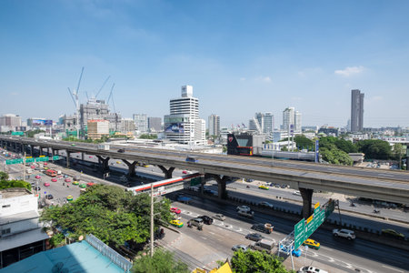 Bangkok,Thailand - Nov 30 2016 : Traffic in the economy district vibhavadi rangsit road
