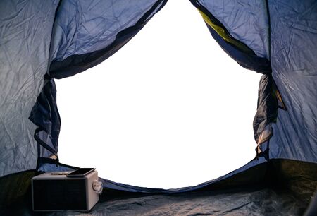 View from inside of tent on white blank backgroundの写真素材