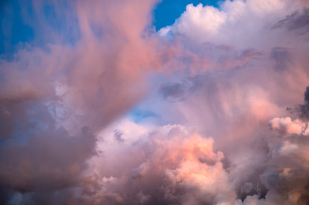 Beautiful dramatic sky with colorful clouds at evening. Natural backgroundの写真素材
