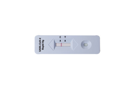 Negative result of Covid-19, Coronavirus rapid antigen test kit with nasal swab for home use