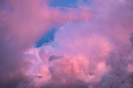 Beautiful dramatic sky with colorful clouds at evening. Natural backgroundの写真素材