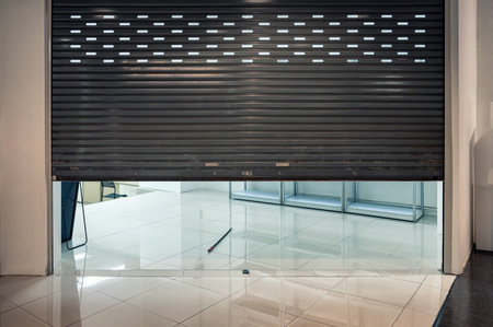 Abamdomed roll shutter gate of shop closing in department store due economic condition