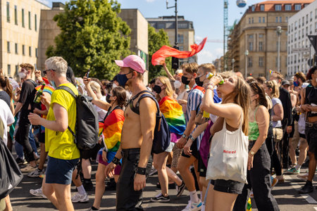 Berlin, Germany - June 26, 2021 - People at the Christopher Streer Day (CSD) demonstration in Berlinのeditorial素材
